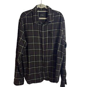Prana Mens Shirt Size XL Brown Plaid Long Sleeve Button Down Pure Cotton